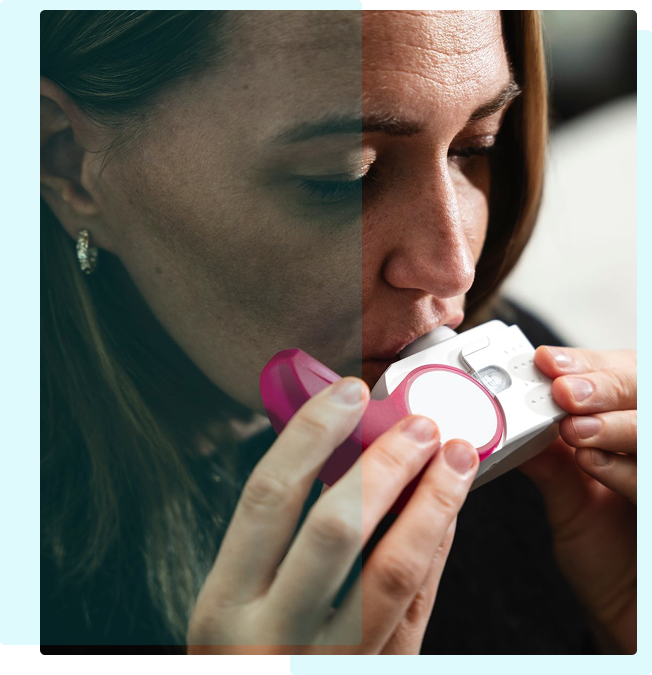 Woman using a medical device